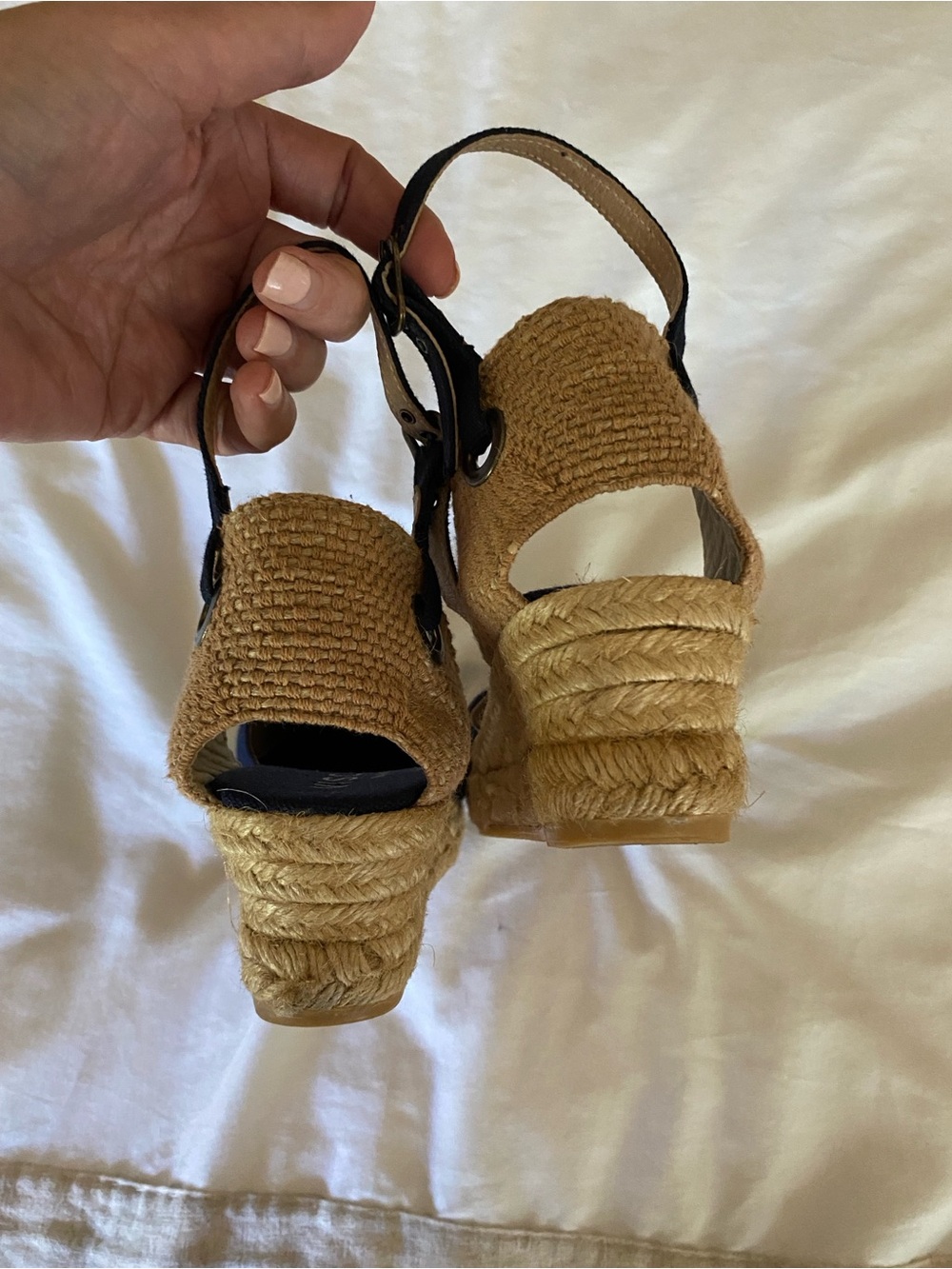 Viscata Barcelona Handmade Pubol Espadrille Wedge Sandals Ankle Strap Navy size8 - Picture 13 of 16